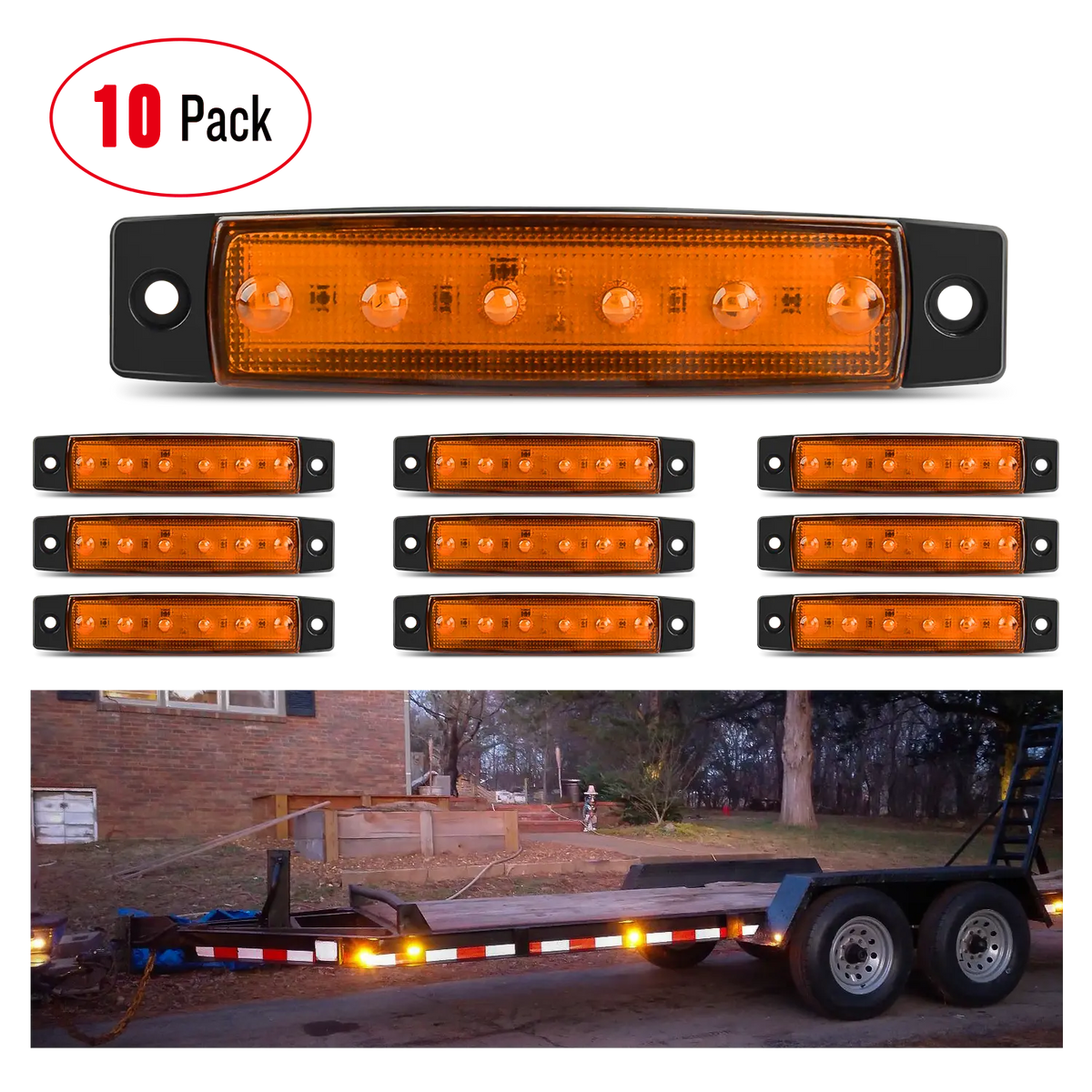 3.8 Inch 6 LEDs Amber Side Marker Lights (10 Pcs) – Nilight 3.8 Inch 6 LEDs Amber Side Marker Lights (10 Pcs) – Nilight
