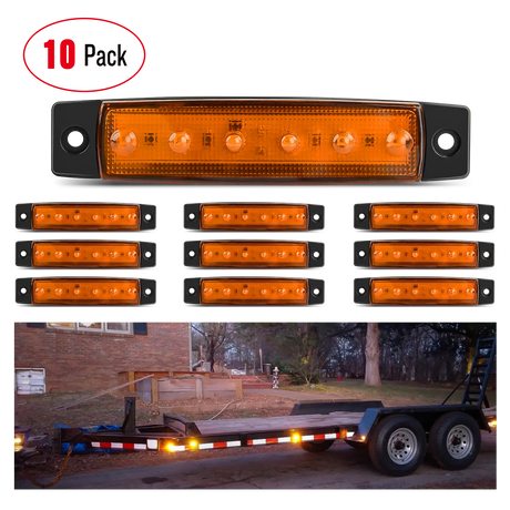 Trailer Light 3.8” 6 LEDs Amber Side Marker Lights (10 Pcs)
