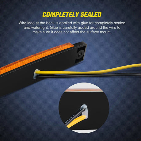 Trailer Light 3.8” 6 LEDs Amber Side Marker Lights (10 Pcs)