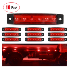 3.8 Inch 6 LEDs Red Side Marker Lights (10 Pcs)