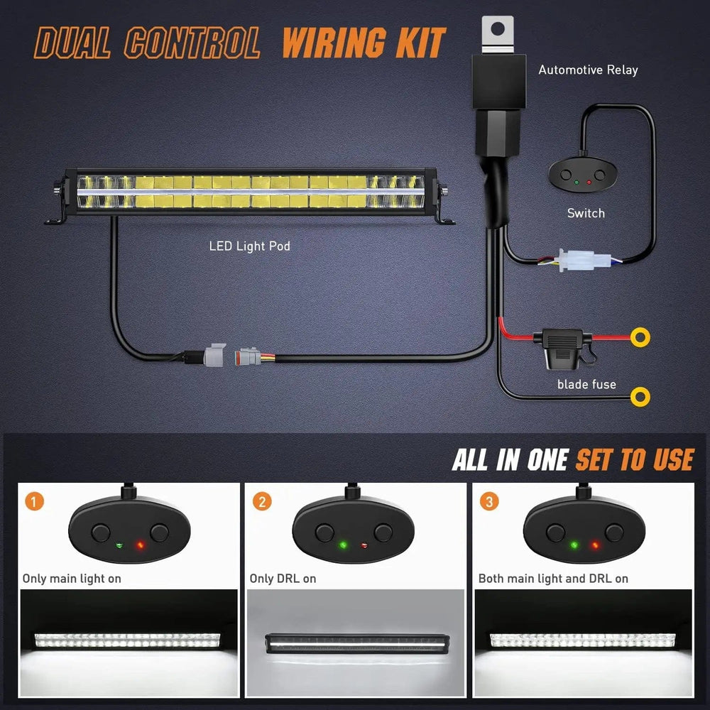 Motor Vehicle Lighting 30 inch 240W 24800LM Anti-Glare Built-in EMC Spot Flood Led Light Bar | 14AWG DT Wire