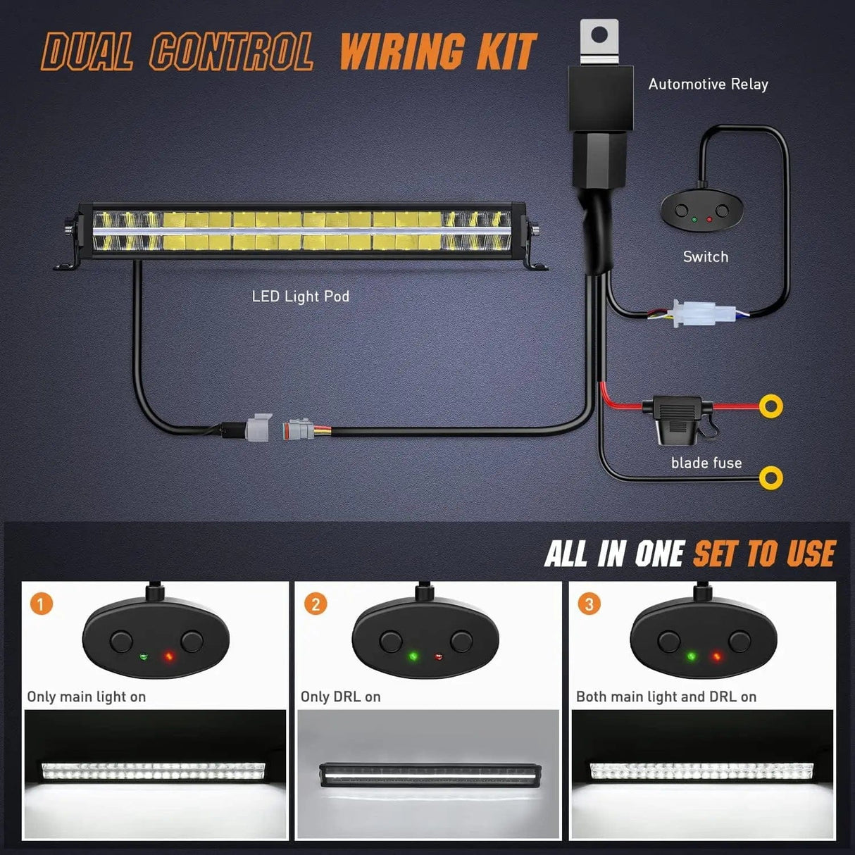 Motor Vehicle Lighting 30 inch 240W 24800LM Anti-Glare Built-in EMC Spot Flood Led Light Bar | 14AWG DT Wire