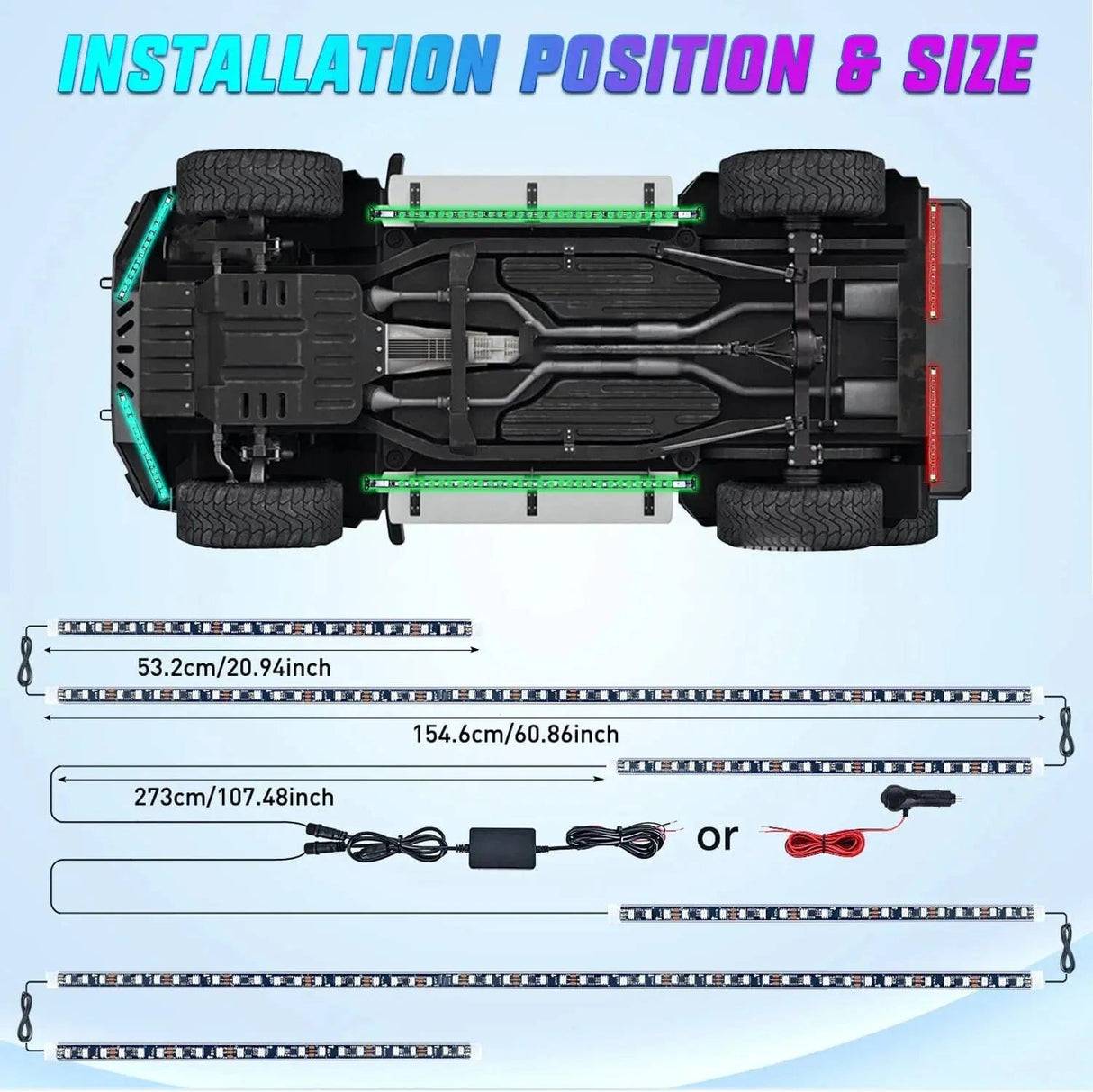 Led light Strip 300Leds RGB Underglow Neon APP Remote Control Led Strip Light 6PCS