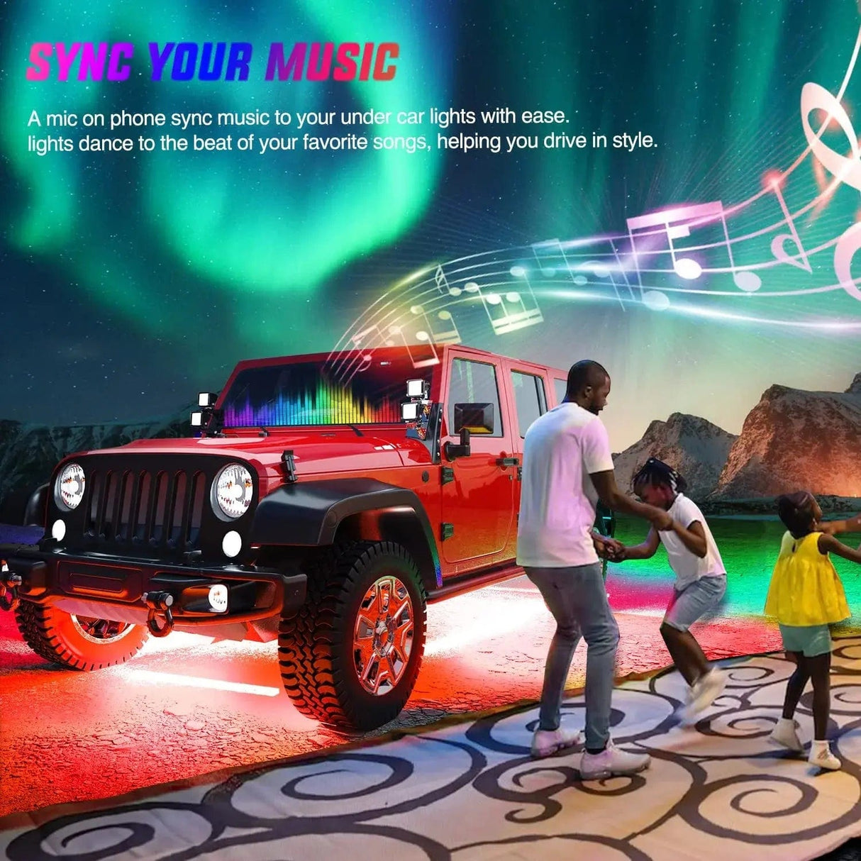 Led light Strip 300Leds RGB Underglow Neon APP Remote Control Led Strip Light 6PCS