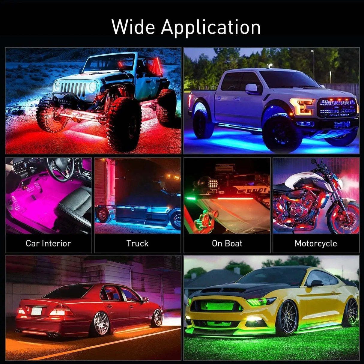 Led light Strip 300Leds RGB Underglow Neon APP Remote Control Led Strip Light 6PCS