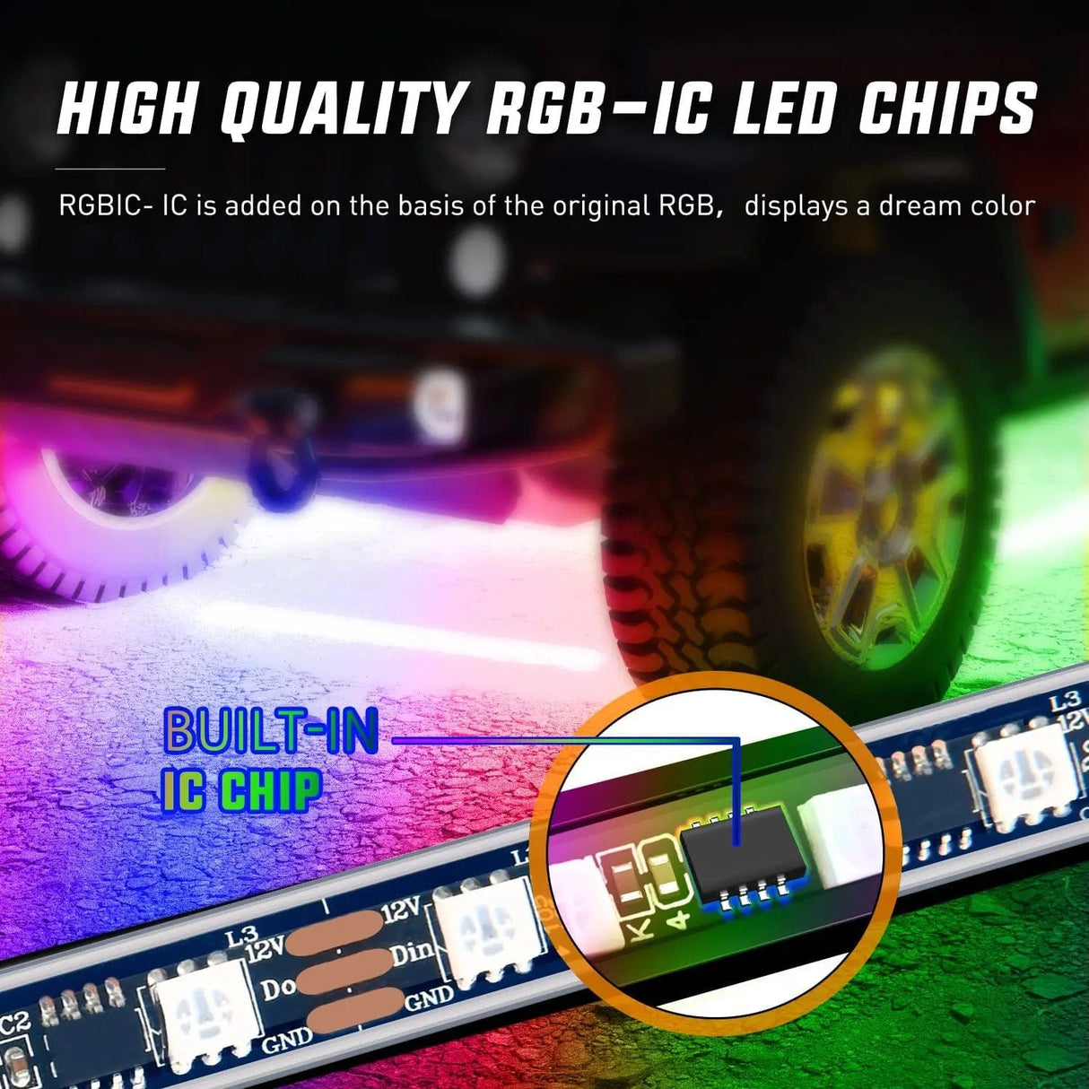 Led light Strip 300Leds RGBIC Underglow Neon APP Remote Control Led Strip Light 6PCS