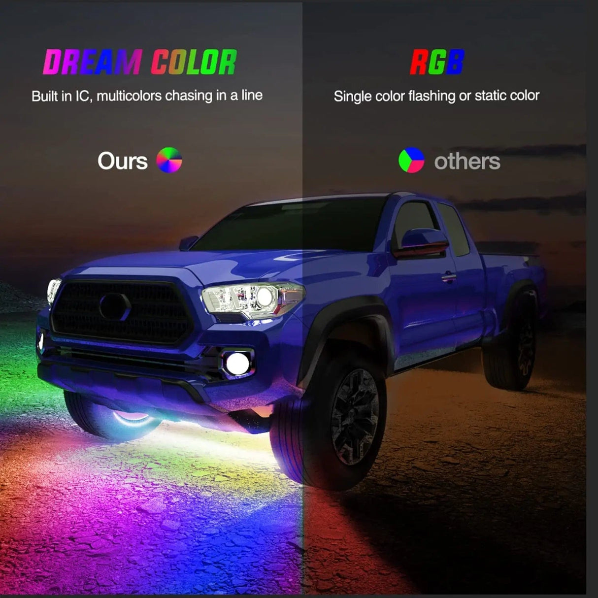 Led light Strip 300Leds RGBIC Underglow Neon APP Remote Control Led Strip Light 6PCS