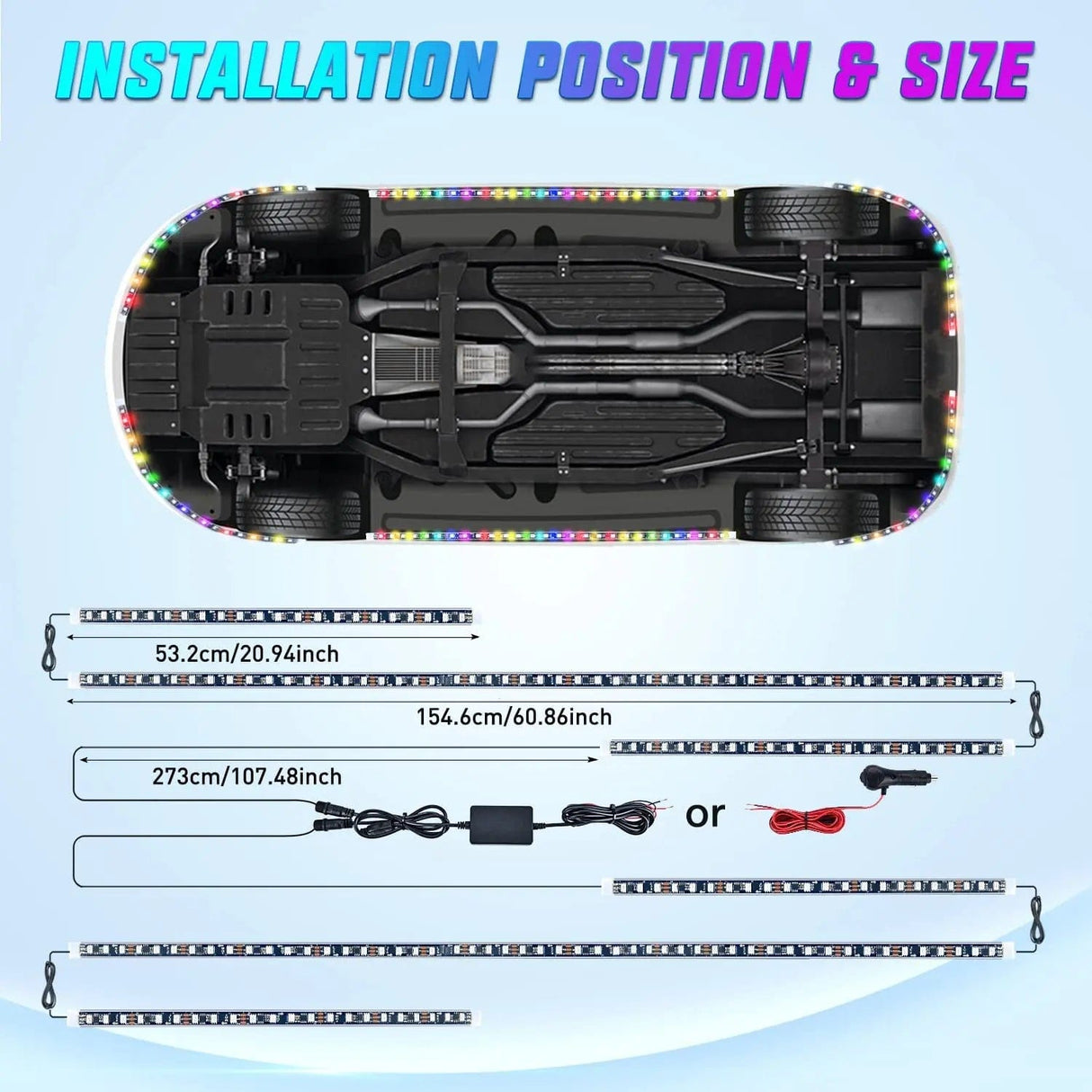 Led light Strip 300Leds RGBIC Underglow Neon APP Remote Control Led Strip Light 6PCS