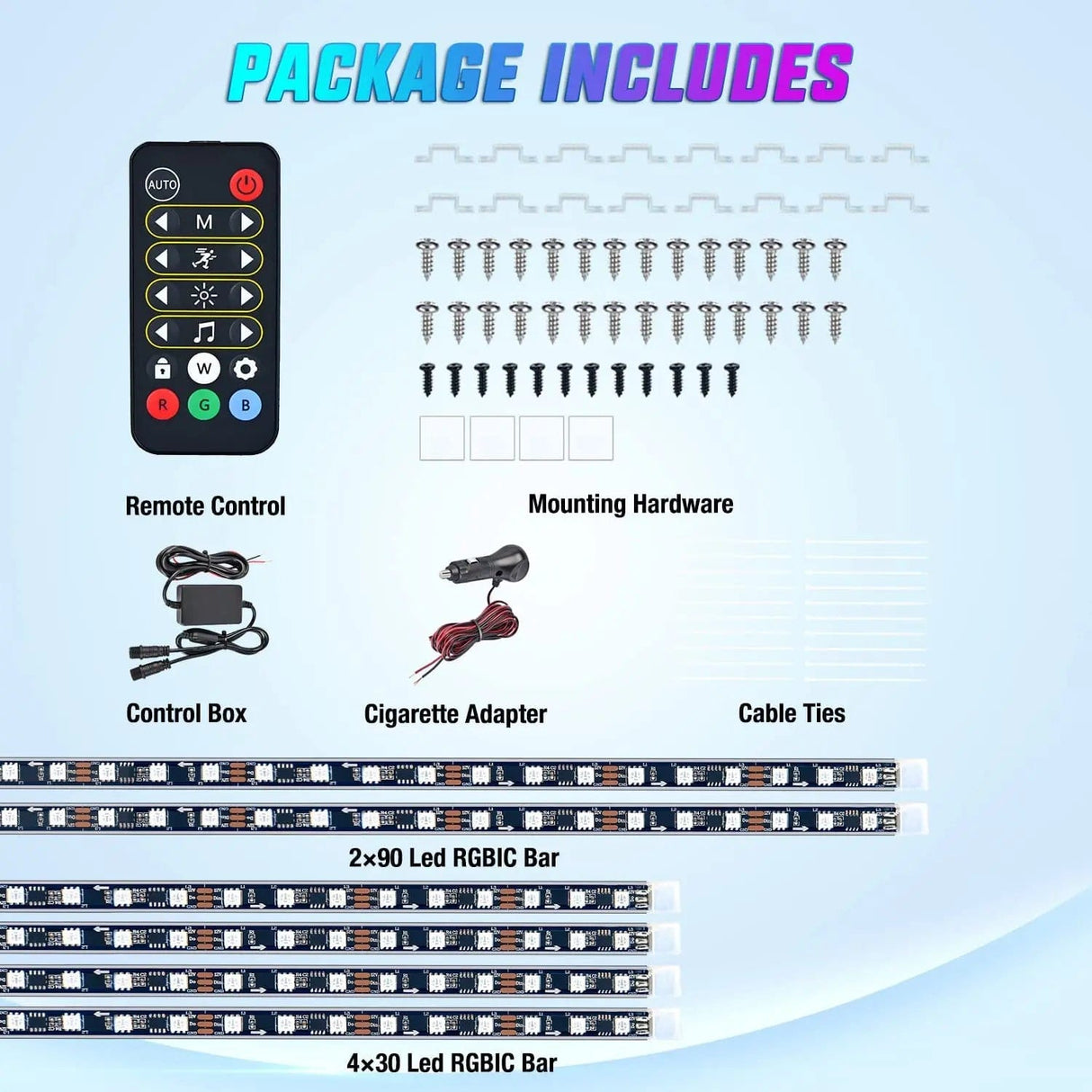 Led light Strip 300Leds RGBIC Underglow Neon APP Remote Control Led Strip Light 6PCS