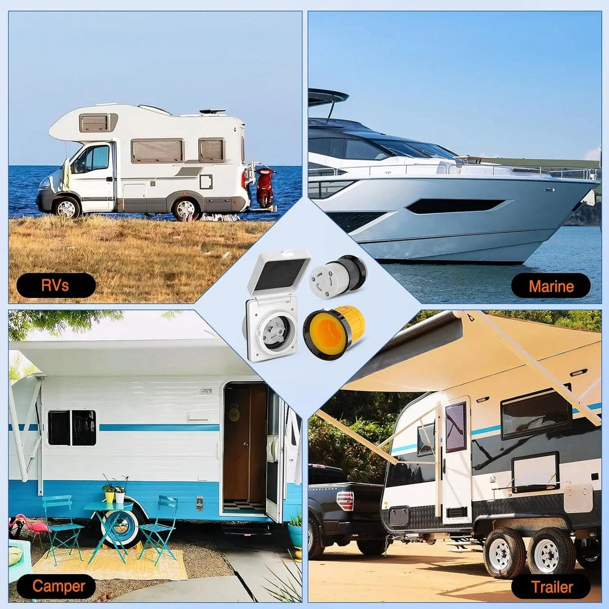 RV Parts 30AMP Shore Power Inlet Receptacle Locking Ring