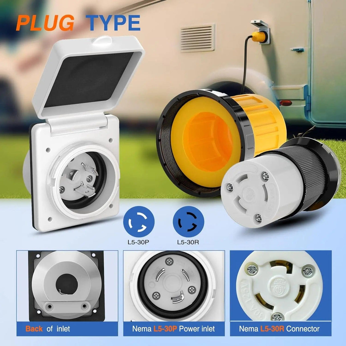 RV Parts 30AMP Shore Power Inlet Receptacle Locking Ring