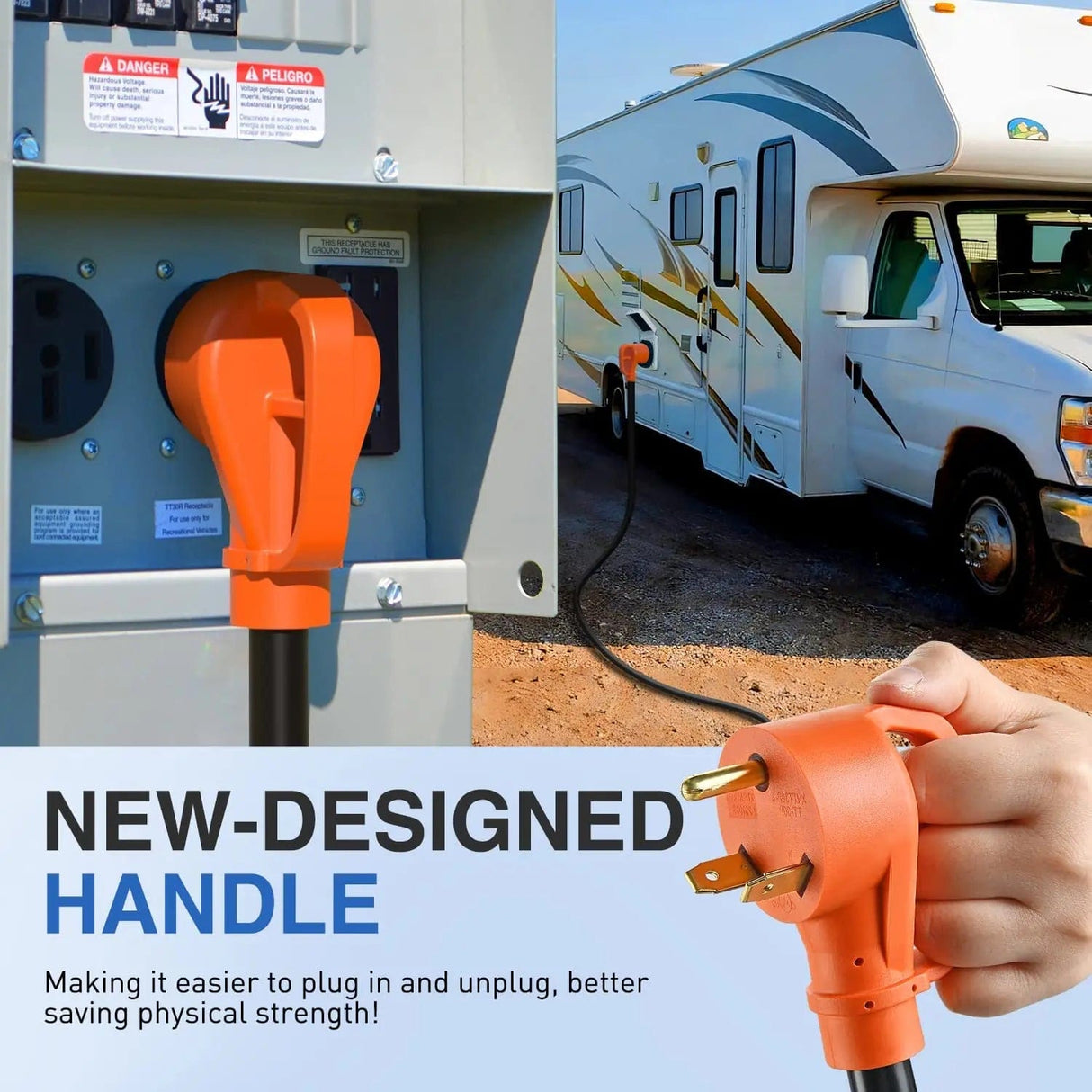 RV Parts 30 Amp 25FT RV Extension Cord 125V Heavy Duty 10 Gauge Pure Copper STW Wire UL ETL Listed 3 Prong TT-30P TT-30R 30F/30M Weatherproof Suit for Camper Caravan Trailer