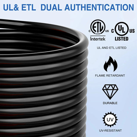 RV Parts 30 Amp 50FT RV Extension Cord 125V Heavy Duty 10 Gauge Pure Copper STW Wire UL ETL Listed 3 Prong TT-30P TT-30R 30F/30M Weatherproof Suit for Camper Caravan Trailer