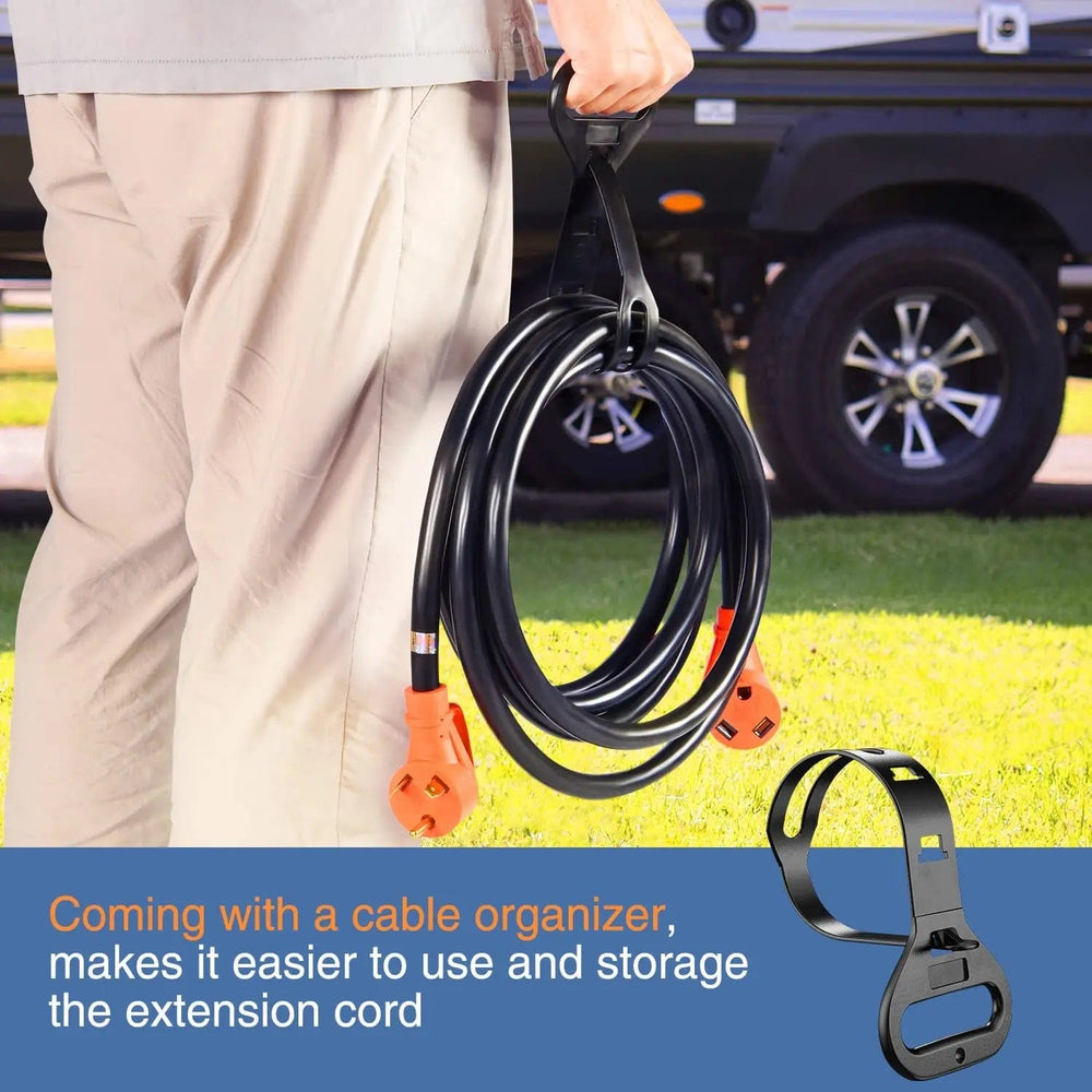 RV Parts 30 Amp 50FT RV Extension Cord 125V Heavy Duty 10 Gauge Pure Copper STW Wire UL ETL Listed 3 Prong TT-30P TT-30R 30F/30M Weatherproof Suit for Camper Caravan Trailer