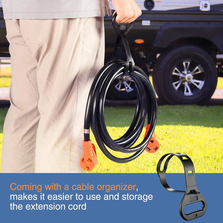 RV Parts 30 Amp 50FT RV Extension Cord 125V Heavy Duty 10 Gauge Pure Copper STW Wire UL ETL Listed 3 Prong TT-30P TT-30R 30F/30M Weatherproof Suit for Camper Caravan Trailer