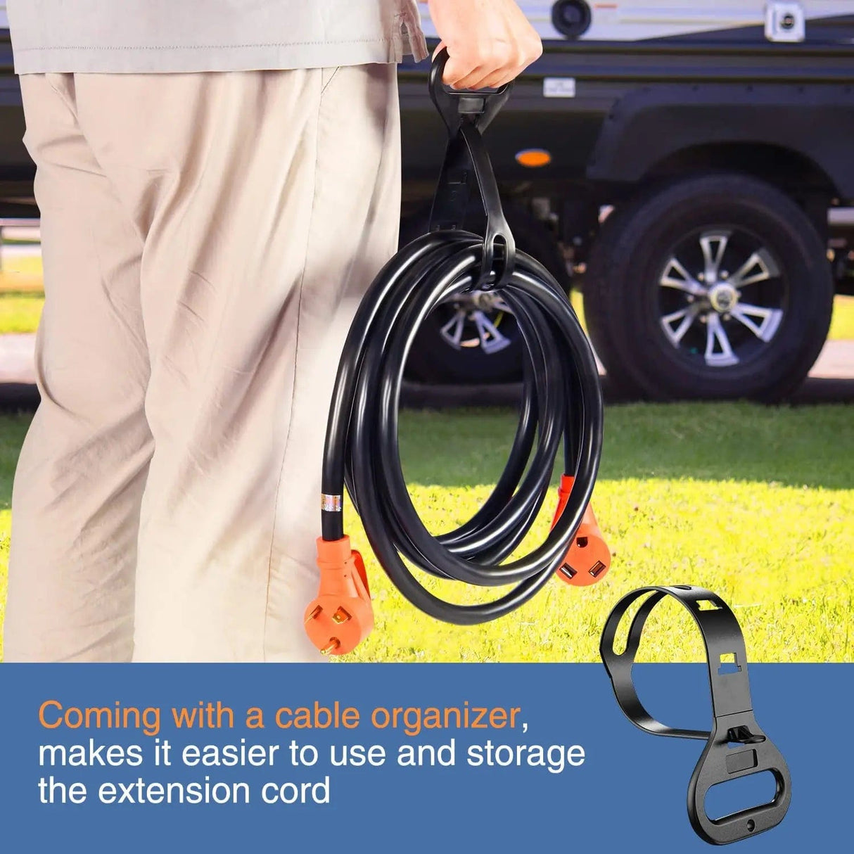 RV Parts 30 Amp 100FT RV Extension Cord 125V Heavy Duty 10 Gauge Pure Copper STW Wire UL ETL Listed 3 Prong TT-30P TT-30R 30F/30M Weatherproof Suit for Camper Caravan Trailer