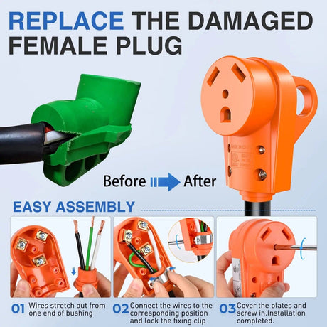 RV Parts 30Amp RV Replacement Female Plug