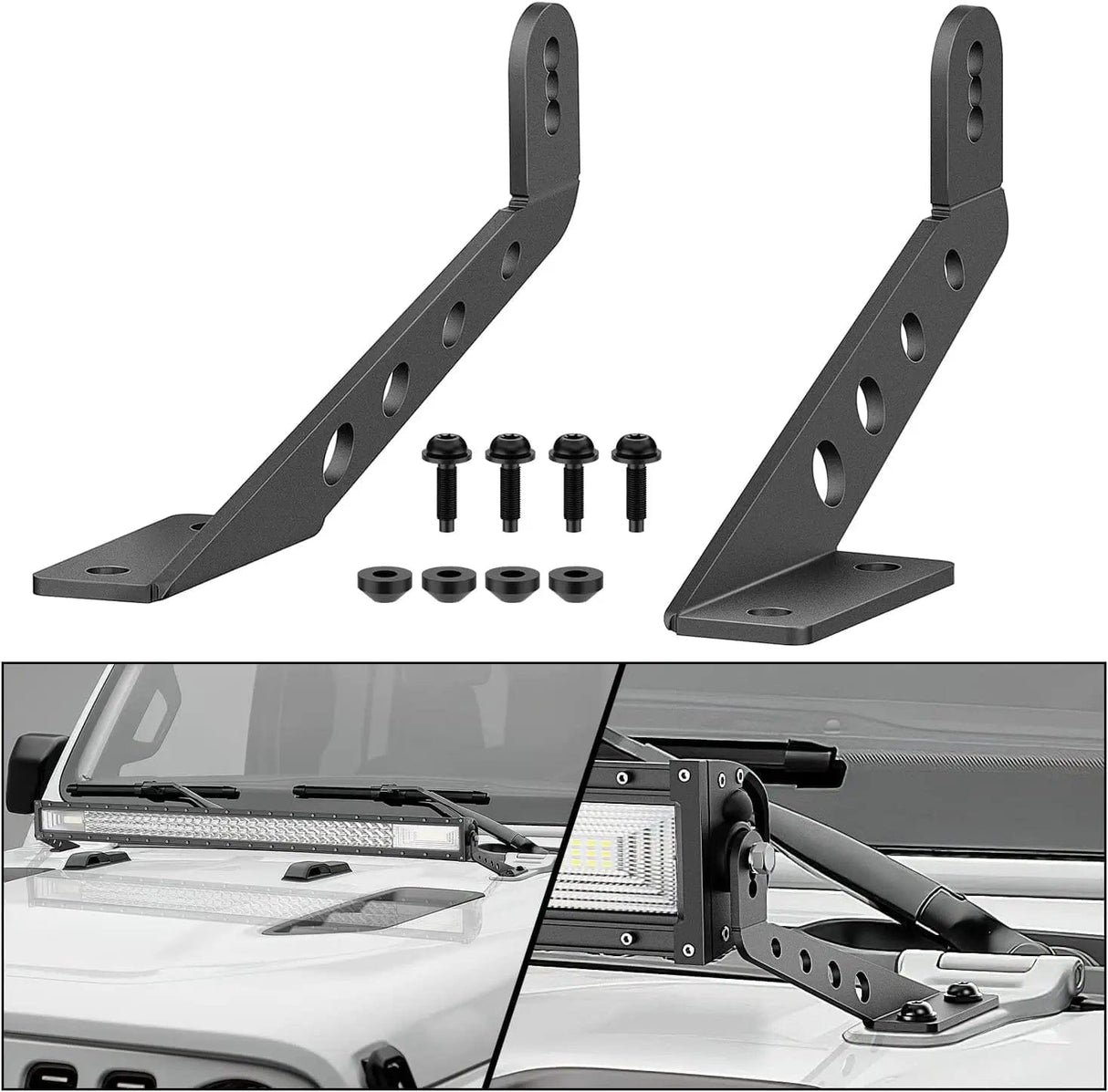 Mounting Accessory 32 Inch Straight LightBar Hood Mounts For 2018 2019 2020 2021 2022 2023 Jeep Wrangler JL JLU 2020 2021 2022 2023 Gladiator JT