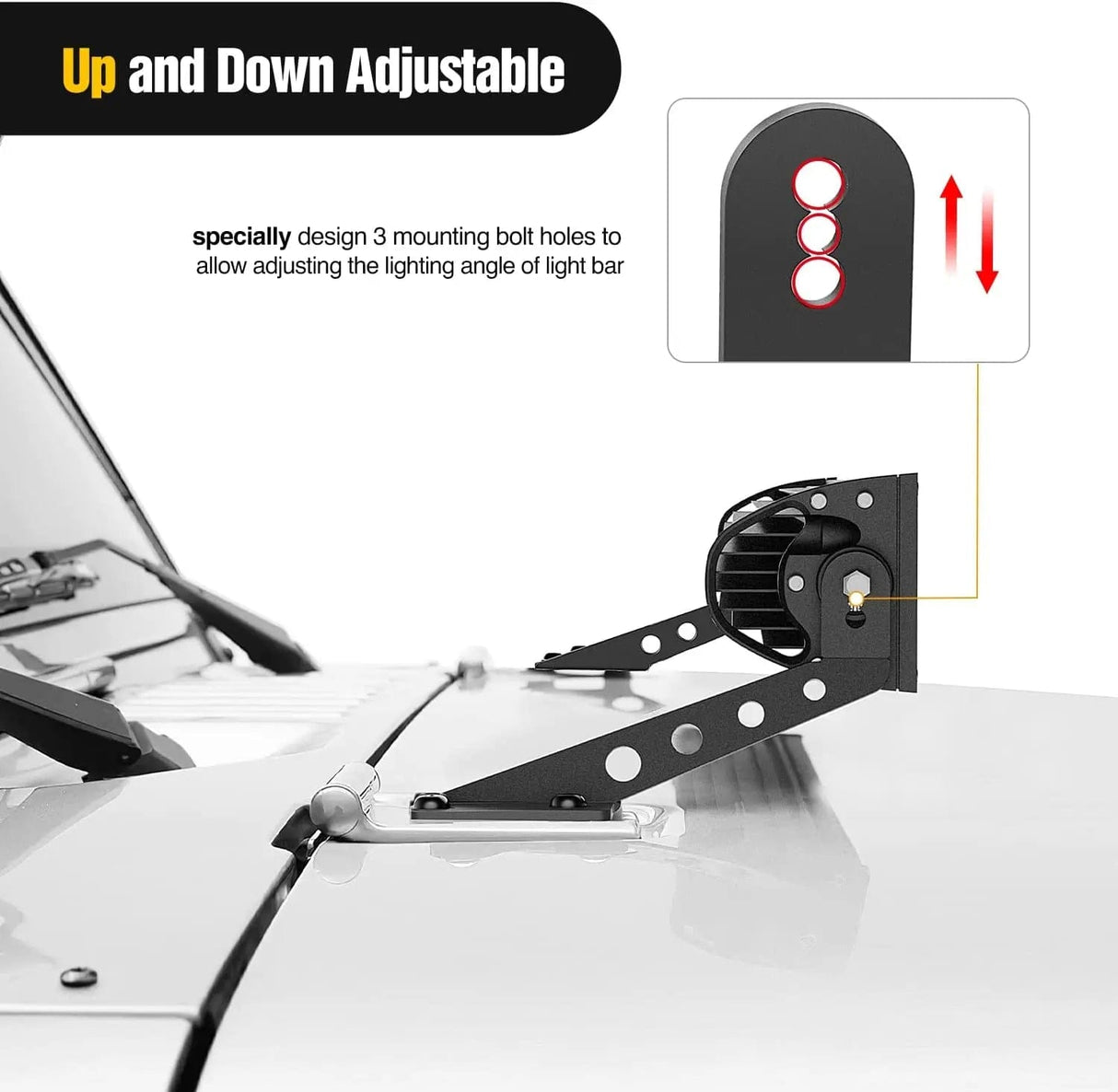 Mounting Accessory 32 Inch Straight LightBar Hood Mounts For 2018 2019 2020 2021 2022 2023 Jeep Wrangler JL JLU 2020 2021 2022 2023 Gladiator JT