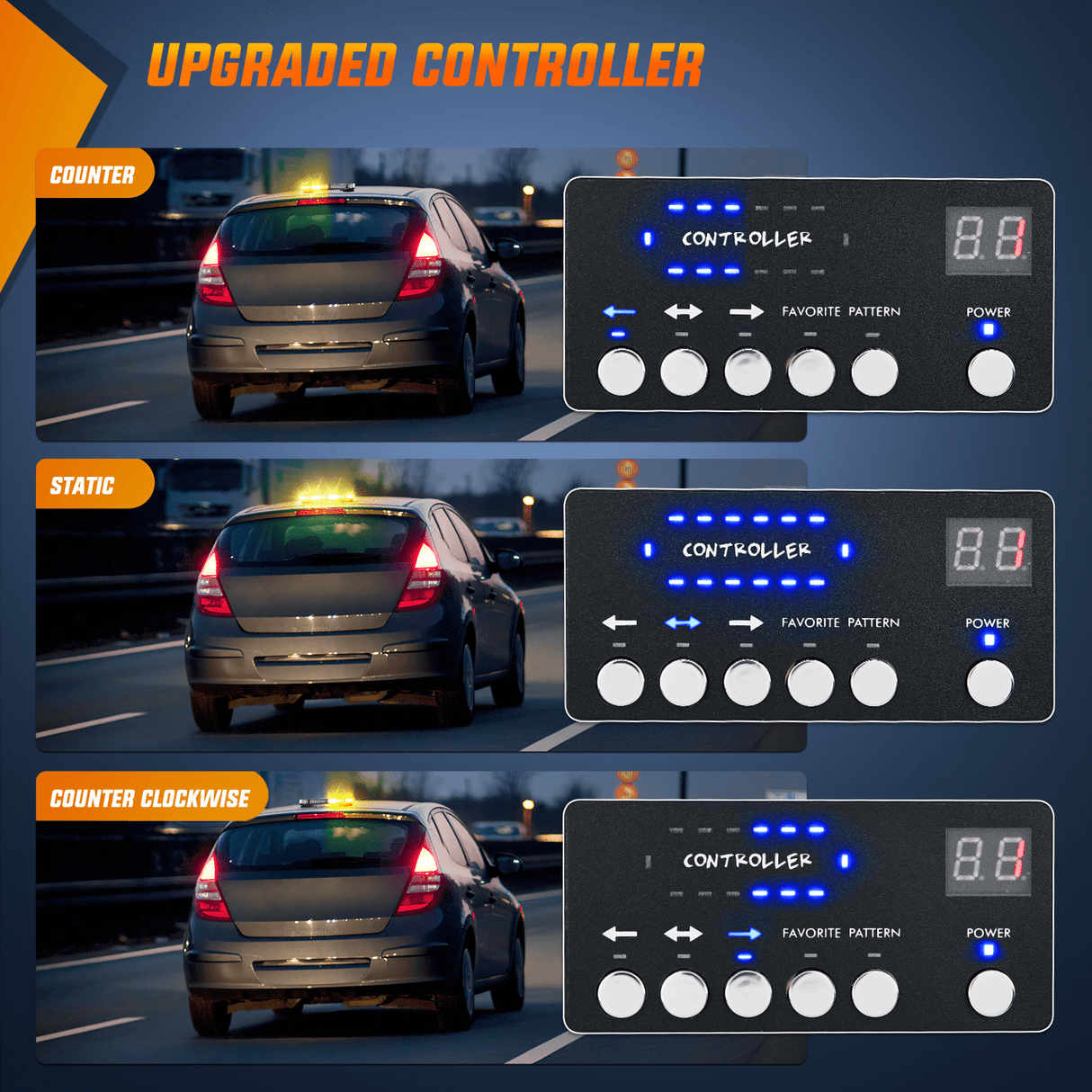 Roof Top strobe light 42 Leds Roof Top Amber White Emergency Strobe Light Control Panel Magnetic Mount