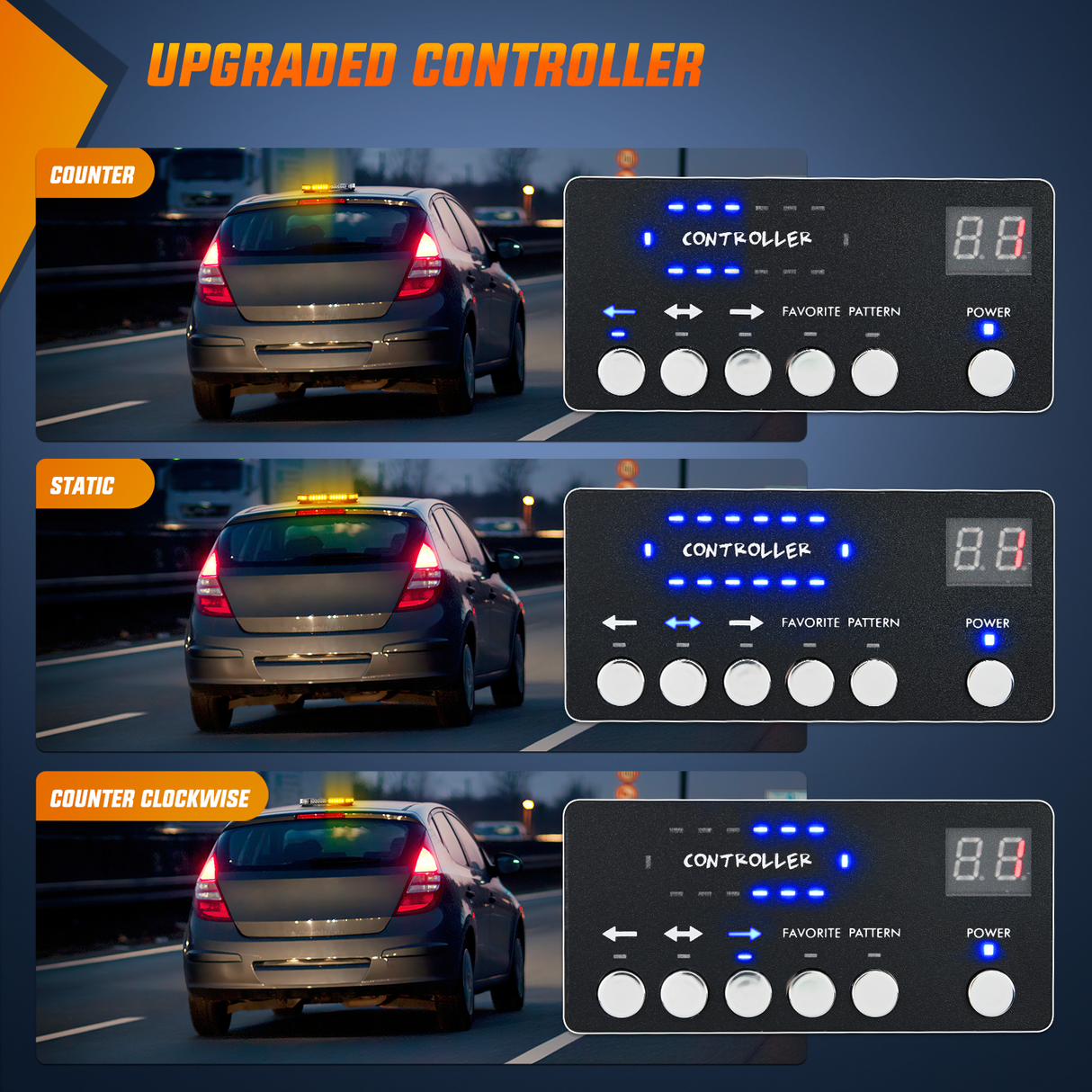 Nilight 42 LED Roof Top Strobe Lights Hazard Emergency Safety Warning Flashing Light Bar w/Control Panel Magnetic Mount 12V 24V Car Truck Tractor Snow Plow Construction Vehicles