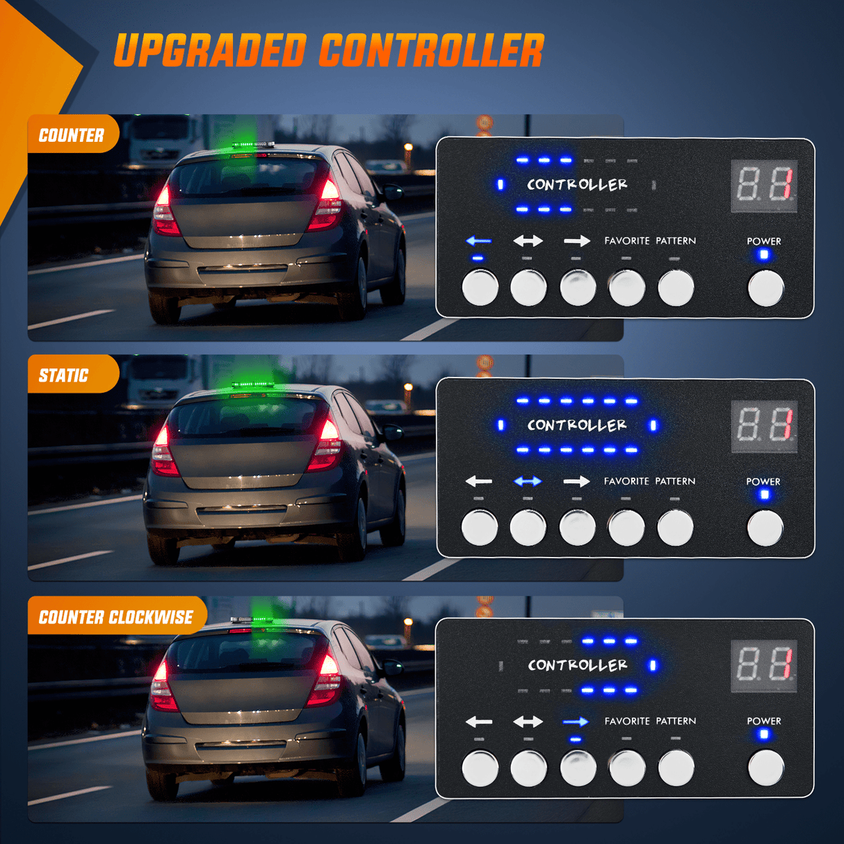 Roof Top strobe light 42 Leds Roof Top Green Emergency Strobe Light Control Panel Magnetic Mount