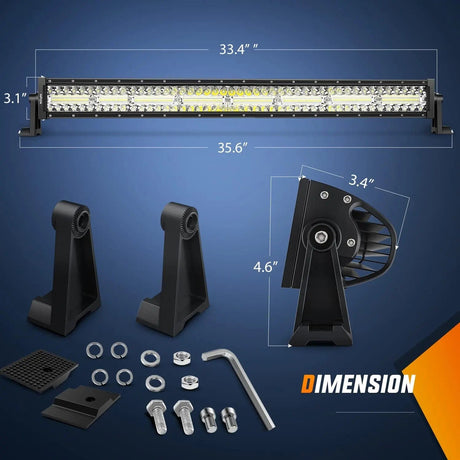 LED Light Bar 33 Inch 256LED Chips Triple Row Curved Spot Flood LED Light Bar