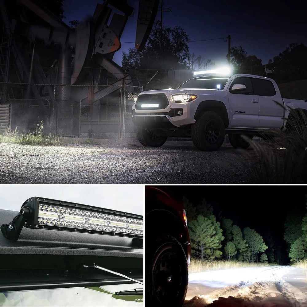 LED Light Bar 33 Inch 256LED Chips Triple Row Curved Spot Flood LED Light Bar