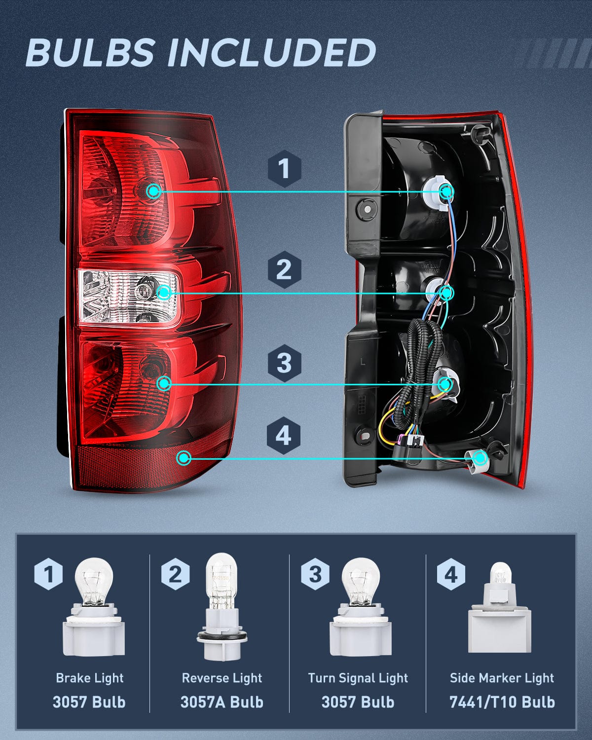 Taillight Assembly Taillight Assembly Compatible With 2007 2008 2009 2010 2011 2012 2013 2014 Chevy Chevrolet Tahoe Suburban Tail Lights Rear Lamps Replacement Passenger Side Red