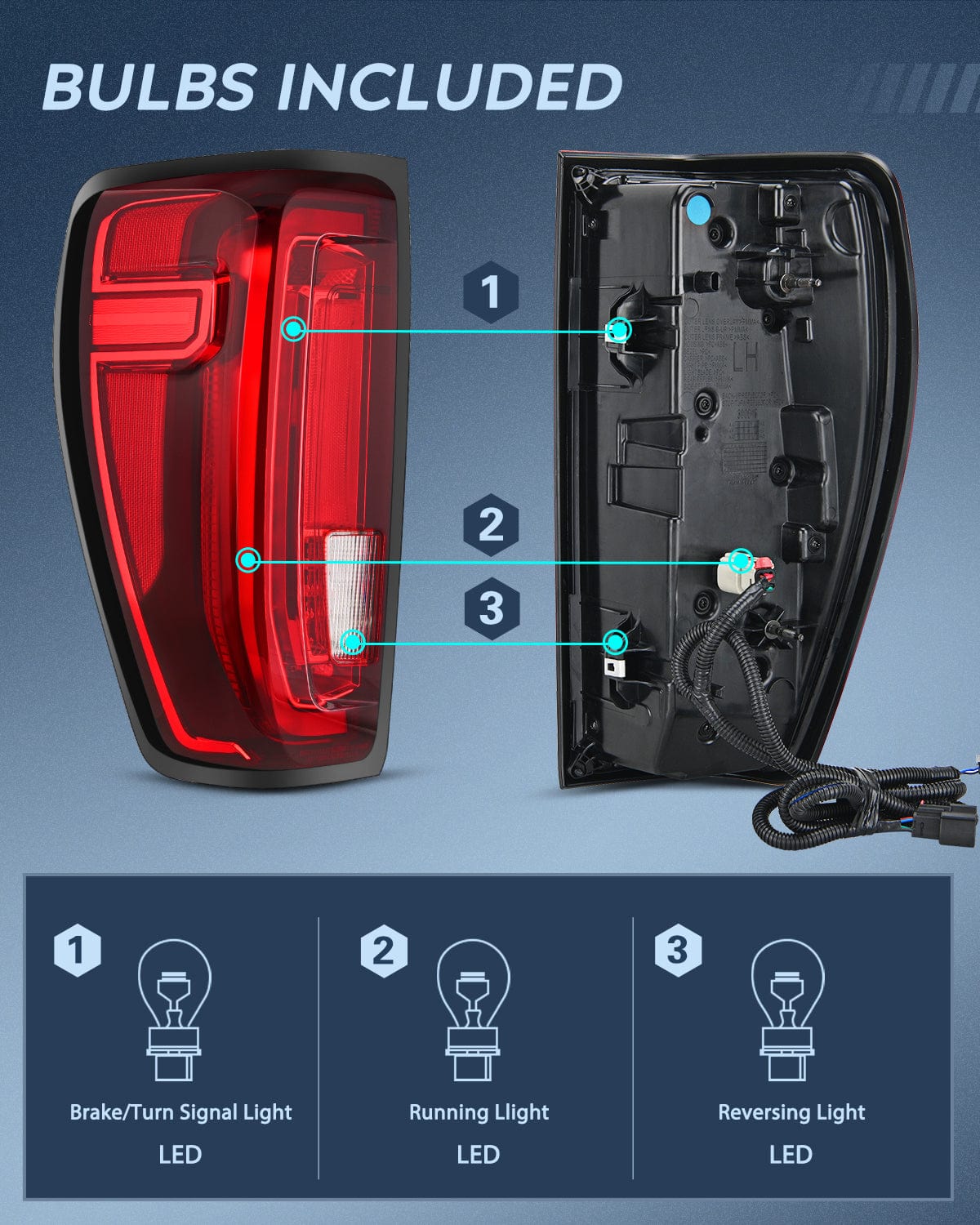 Taillight Assembly Taillight Assembly Compatible with GMC 2019 2020 2021 2022 2023 2024 Sierra 1500 LED Type Tail Lights 2020-2024 Sierra 2500HD 3500HD Rear Lamp Replacement Driver and Passenger Side