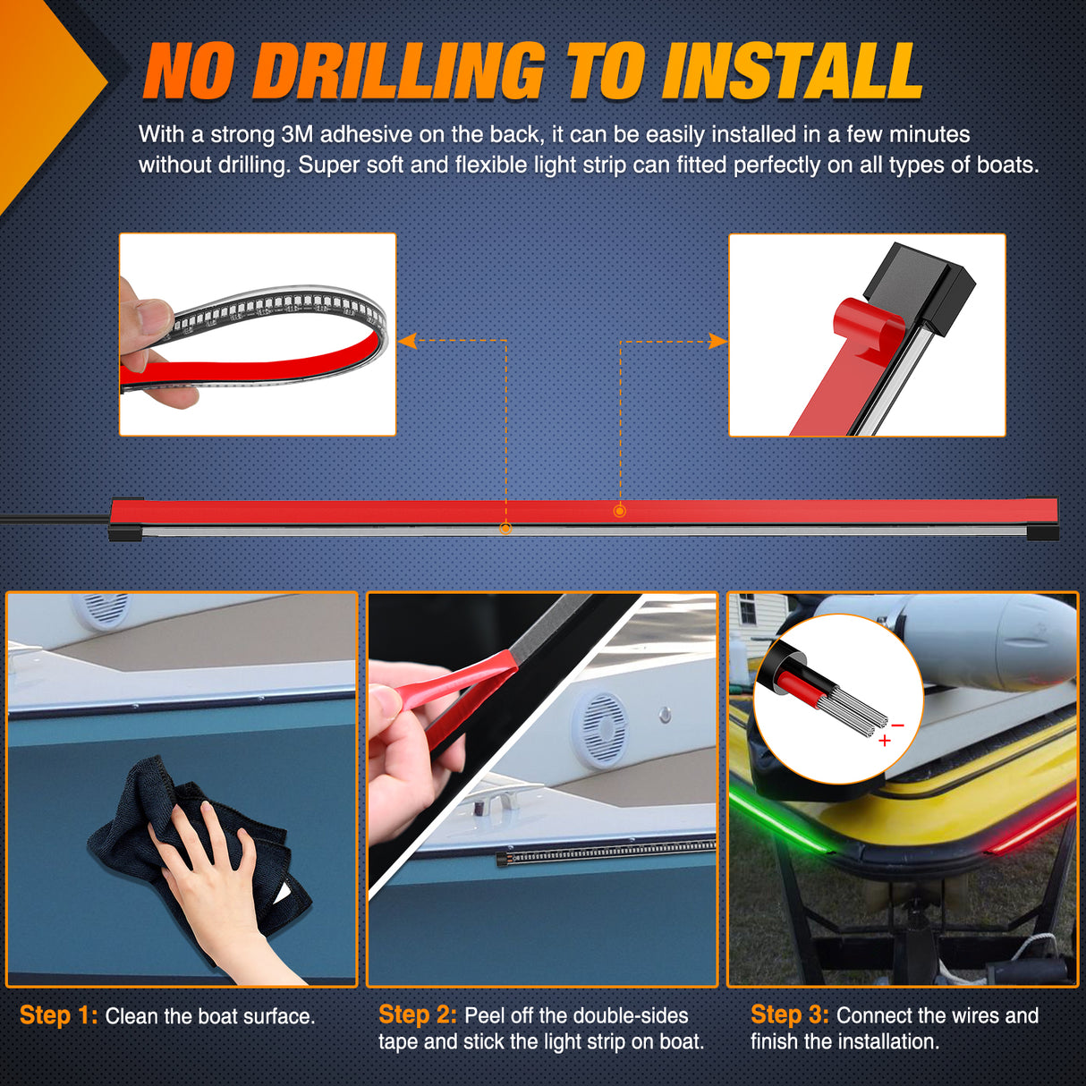 13 Inch 66Leds Red Green Light Strip 2PCS