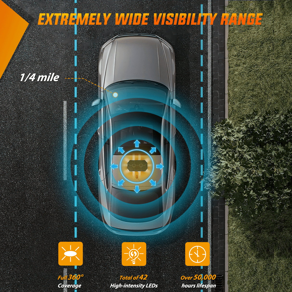 Roof Top strobe light 42 Leds Roof Top Amber White Emergency Strobe Light Control Panel Magnetic Mount