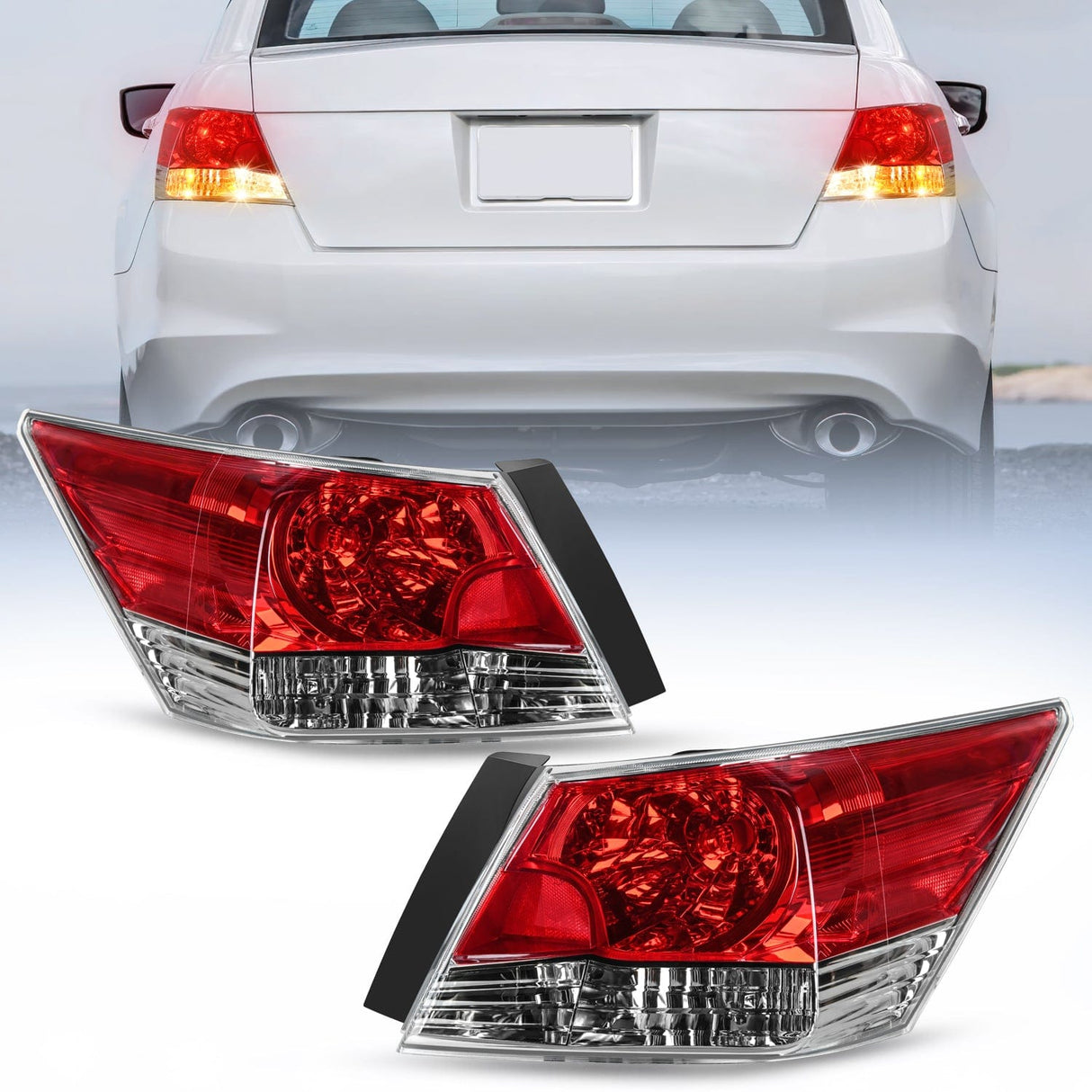 Taillight Assembly Taillight Assembly Compatible with 2008 2009 2010 2011 2012 Honda Accord Tail Lights Rear Lamp Replacement OE Style Driver and Passenger Side w/Bulbs