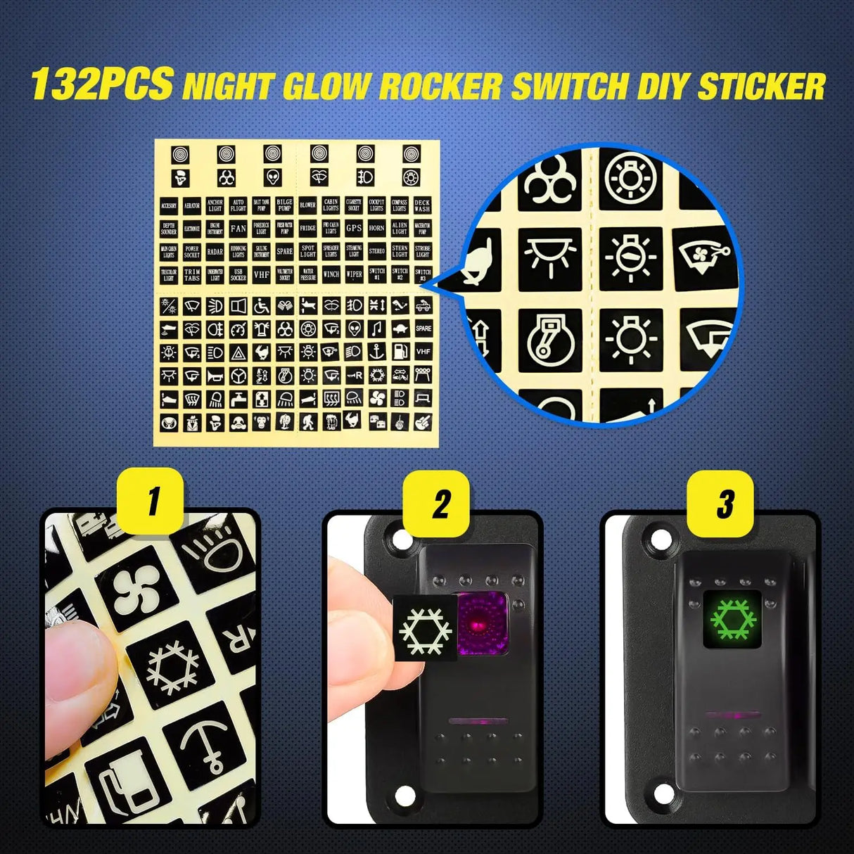 3Gang 5Pin ON/Off Rocker Switch Panel Purple Nilight