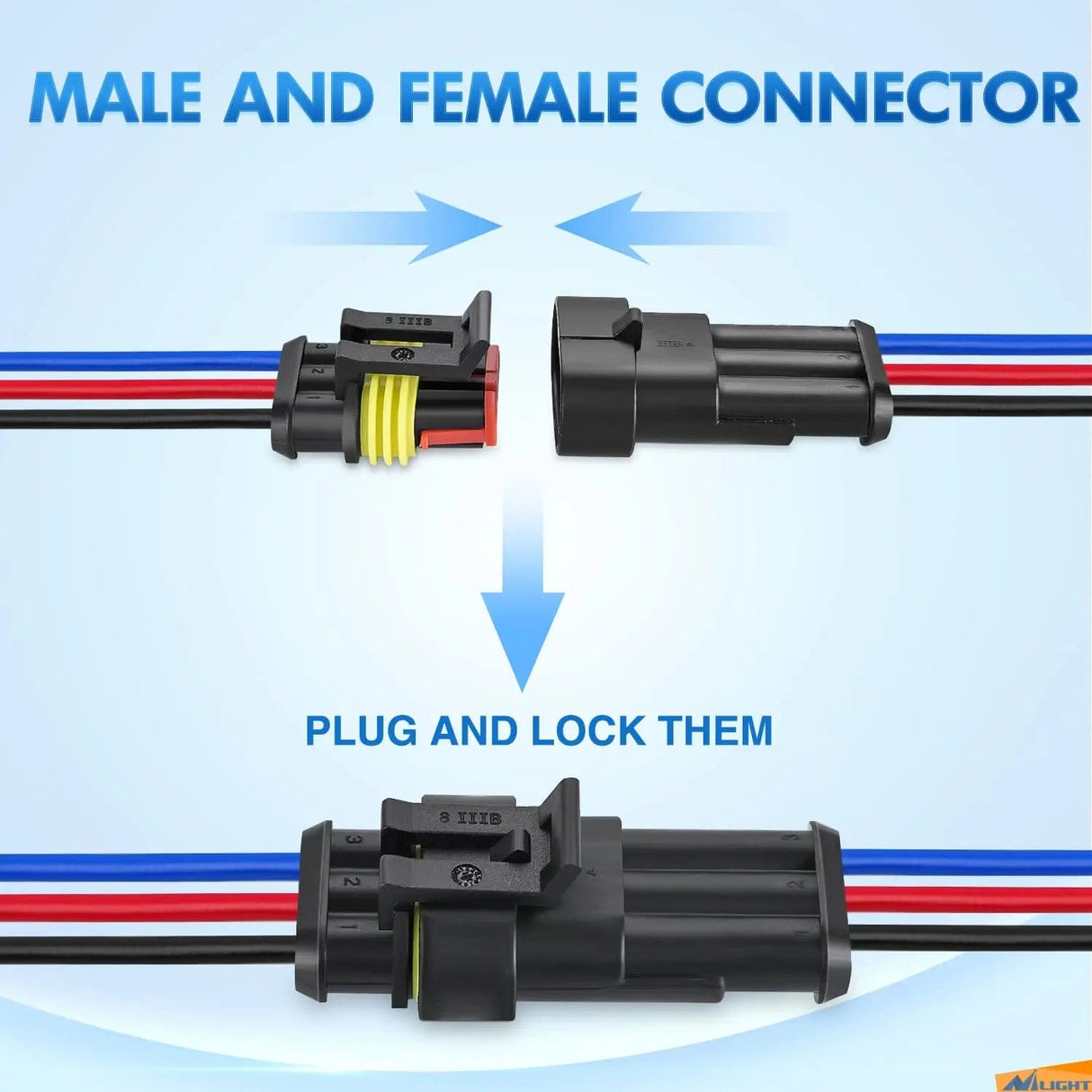 Vehicle Parts & Accessories 3Pin Electrical Wire Connectors Male and Female Plug