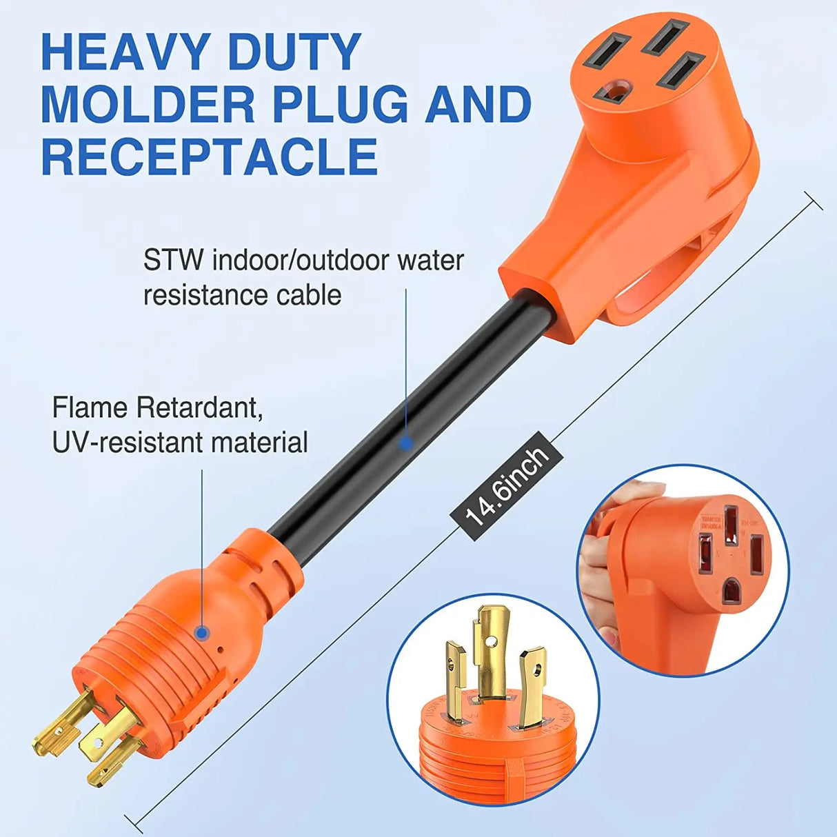 3Prong 30AMP to 50AMP RV Generator Adapter Cord Nilight