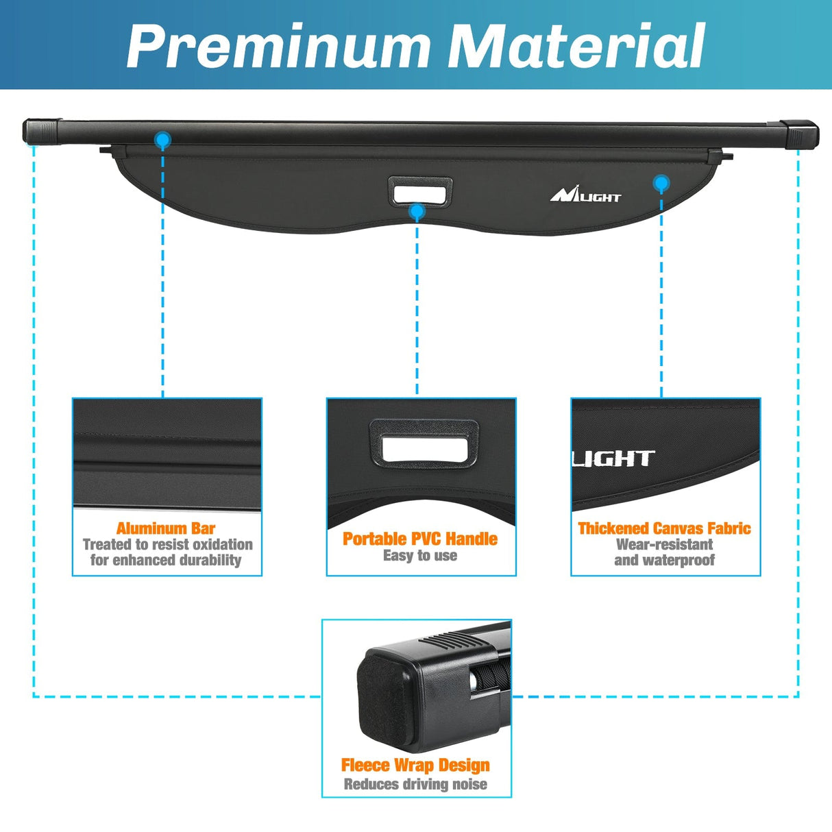 Trunk Cargo Cover 2020 2021 2022 2023 2024 2025 Chevy Equinox GMC Terrain Retractable Trunk Cargo Cover With Trunk Storage Net