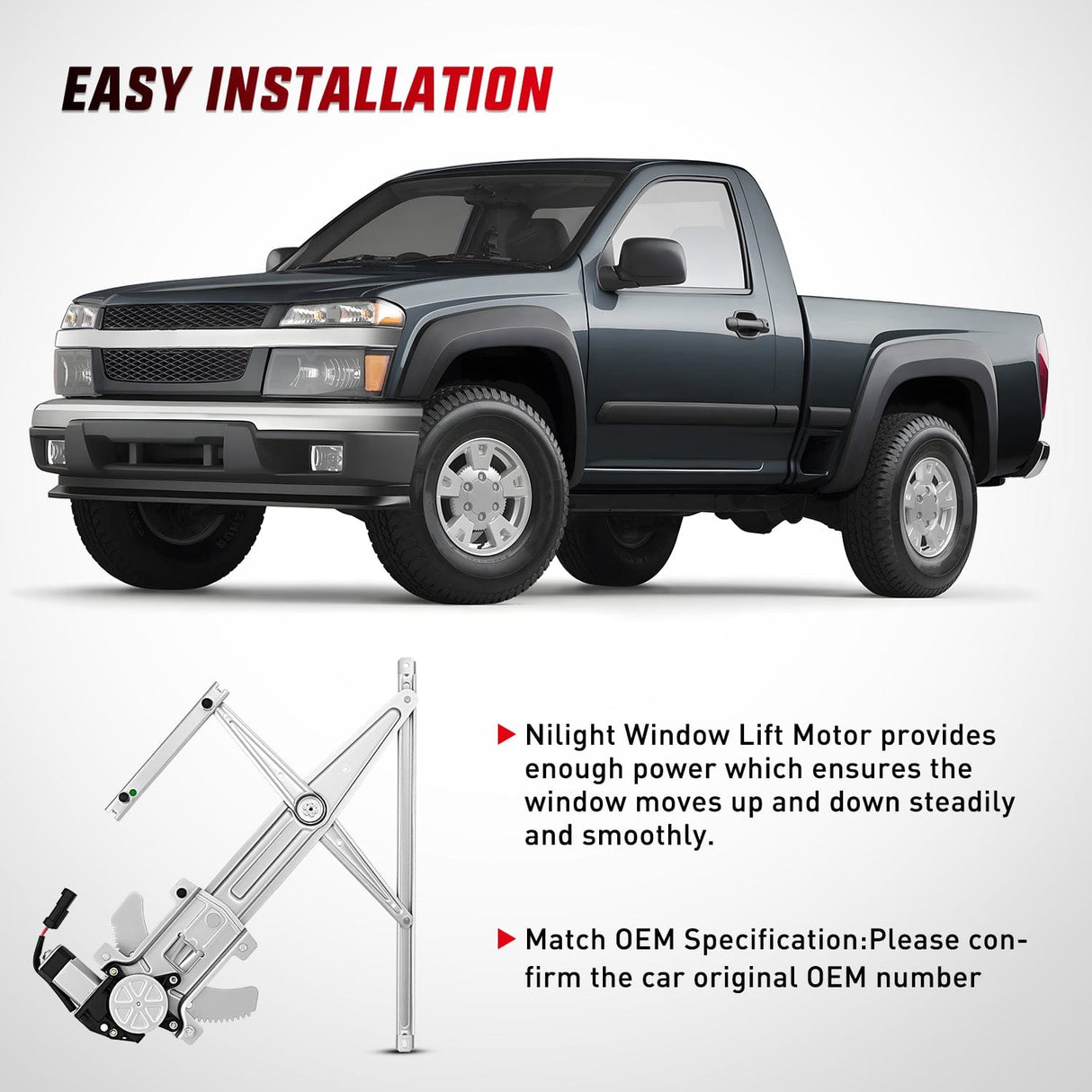 Window Regulator Front Driver Window Regulator with Motor, Compatible with Chevy Colorado/GMC Canyon 2004 2005 2006 2007 2008 2009 2010 2011 2012, Power Window Lift Motor Assembly, OE Replacement, 741-014