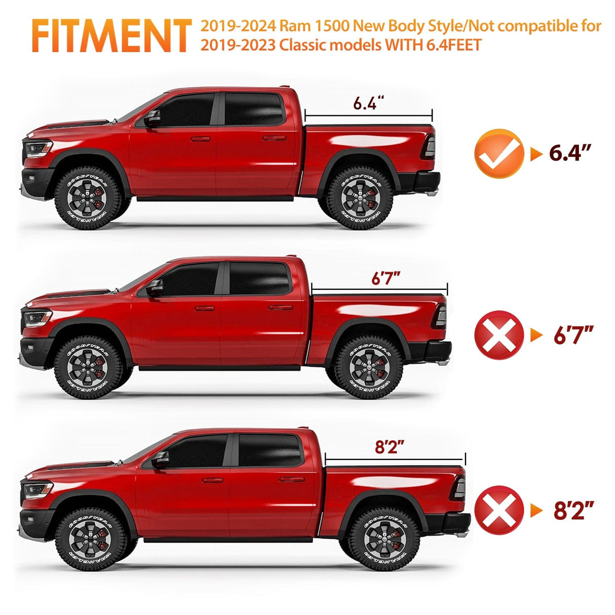 Trunk Bed Cover Ram 1500 2019 2020 2021 2022 2023 2024 New Body Style For 6.4ft Truck Bed Tonneau Cover