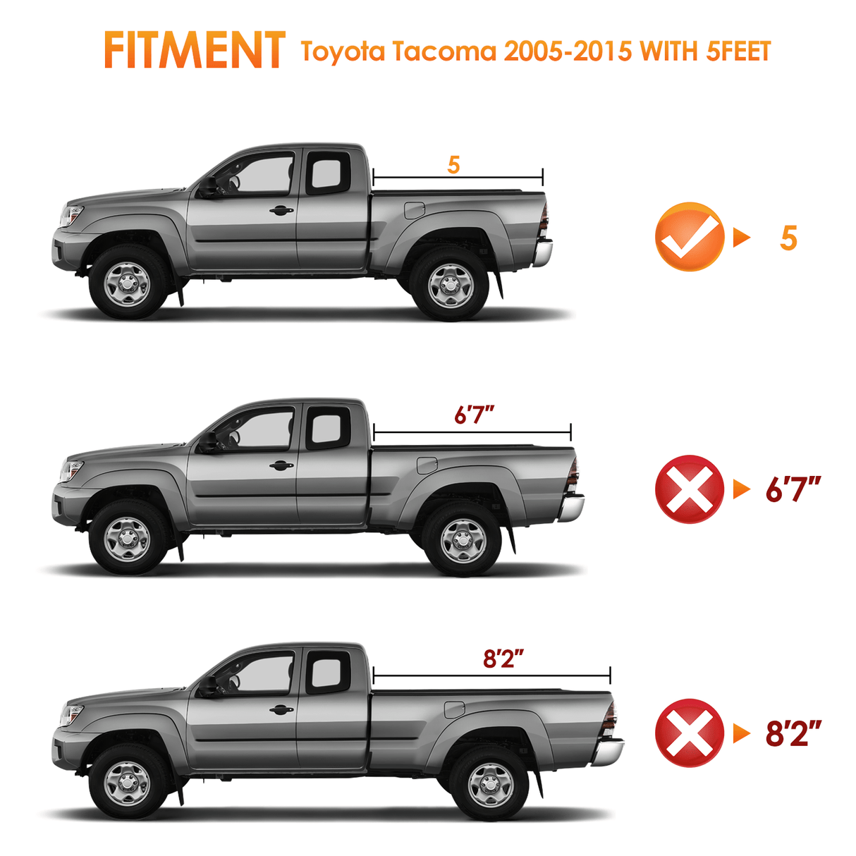 Truck Bed Cover 5ft Soft Roll Up Truck Bed Cover for Toyota Tacoma 2005 2006 2007 2008 2009 2010 2011 2012 2013 2014 2015