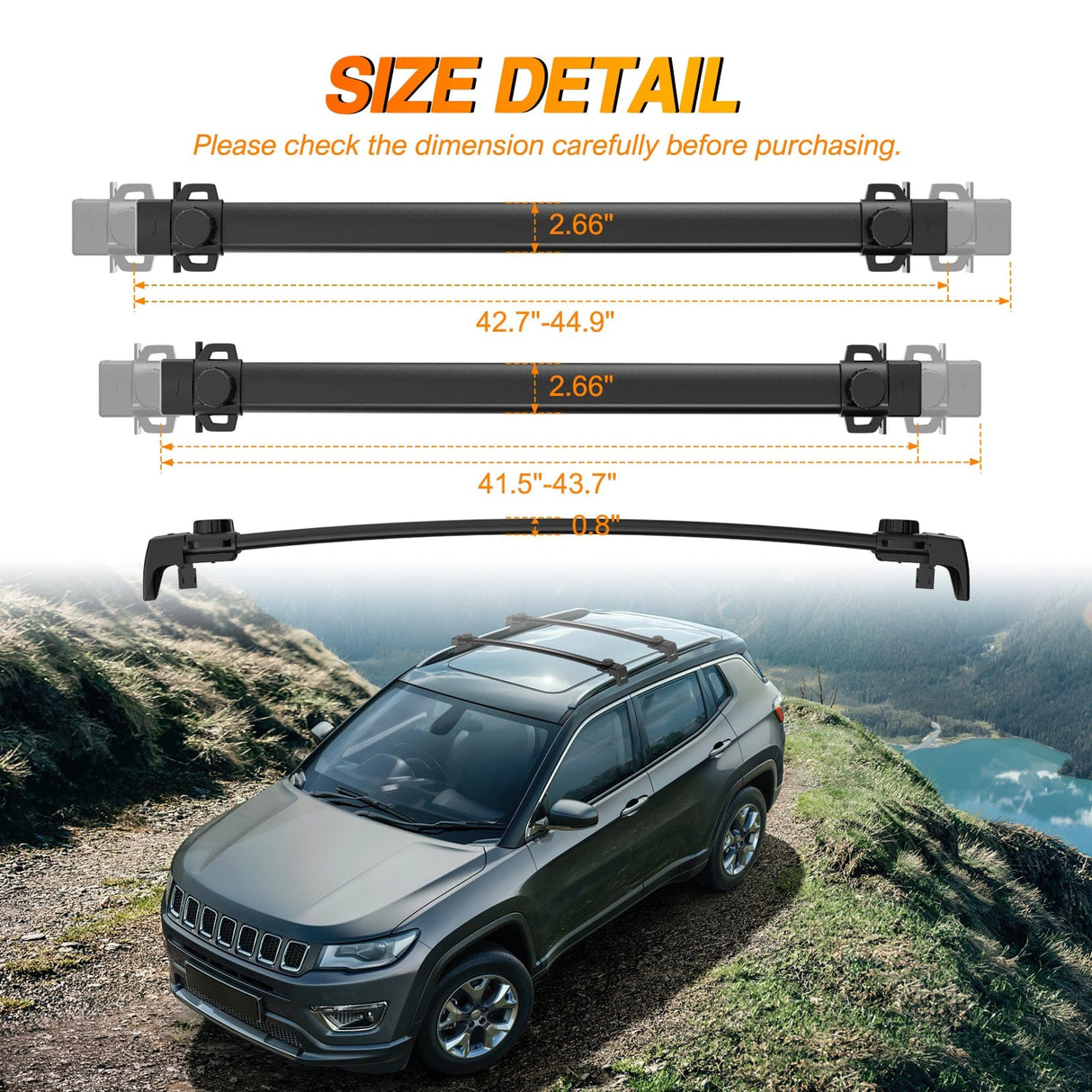 Roof Rack Aluminum Roof Rack Cross Bars Fit for Jeep Compass MP 2017 2018 2019 2020 2021