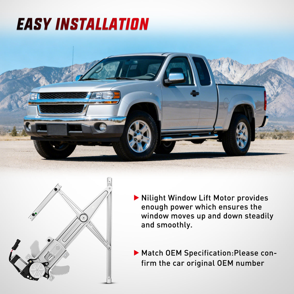 Window Regulator Front Driver Window Regulator with Motor, Compatible with Chevy Colorado/GMC Canyon 2004 2005 2006 2007 2008 2009 2010 2011 2012, Power Window Lift Motor Assembly, OE Replacement, 741-014