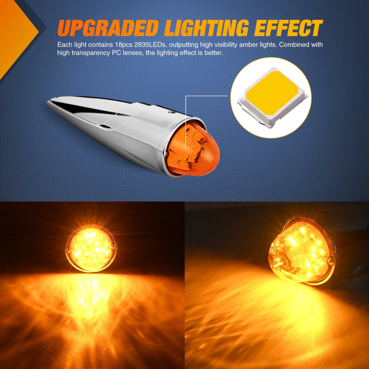 Roof Marker Light 5PCS 18LED Amber Cab Roof Marker Light