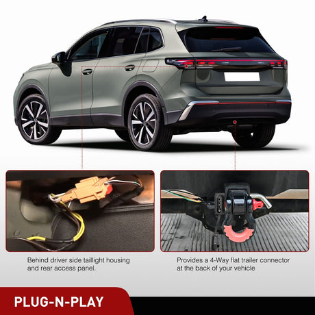 Wiring Harness Kit Nilight 4 Pin Trailer Wiring Harness Kit 56403 Vehicle Standard 4 Way Connector Custom for 2018 2019 2020 2021 2022 2023 2024 Volkswagen Tiguan Simple Fit Tow Hitch Harness