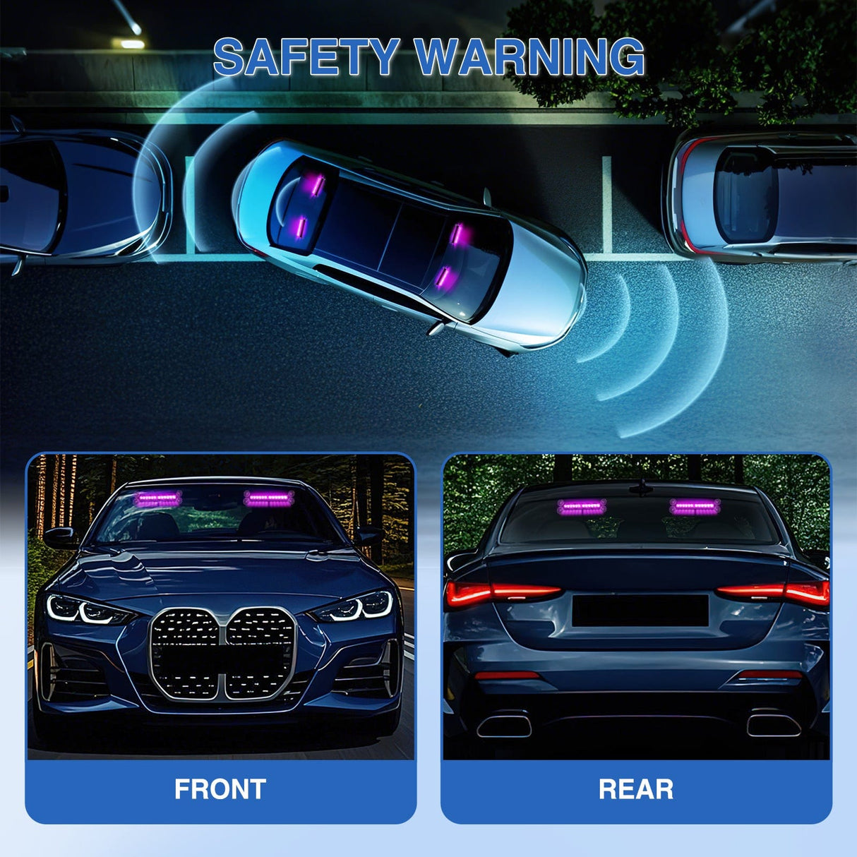 Led Strobe Light 24LED Emergency Strobe Traffic Advisor Light Bar 2 in 1 Purple Dash Warning Safety Flashing Lights Front/Rear Windshield Construction Lights for Trucks Cars Plow Police Firefighter Vehicles