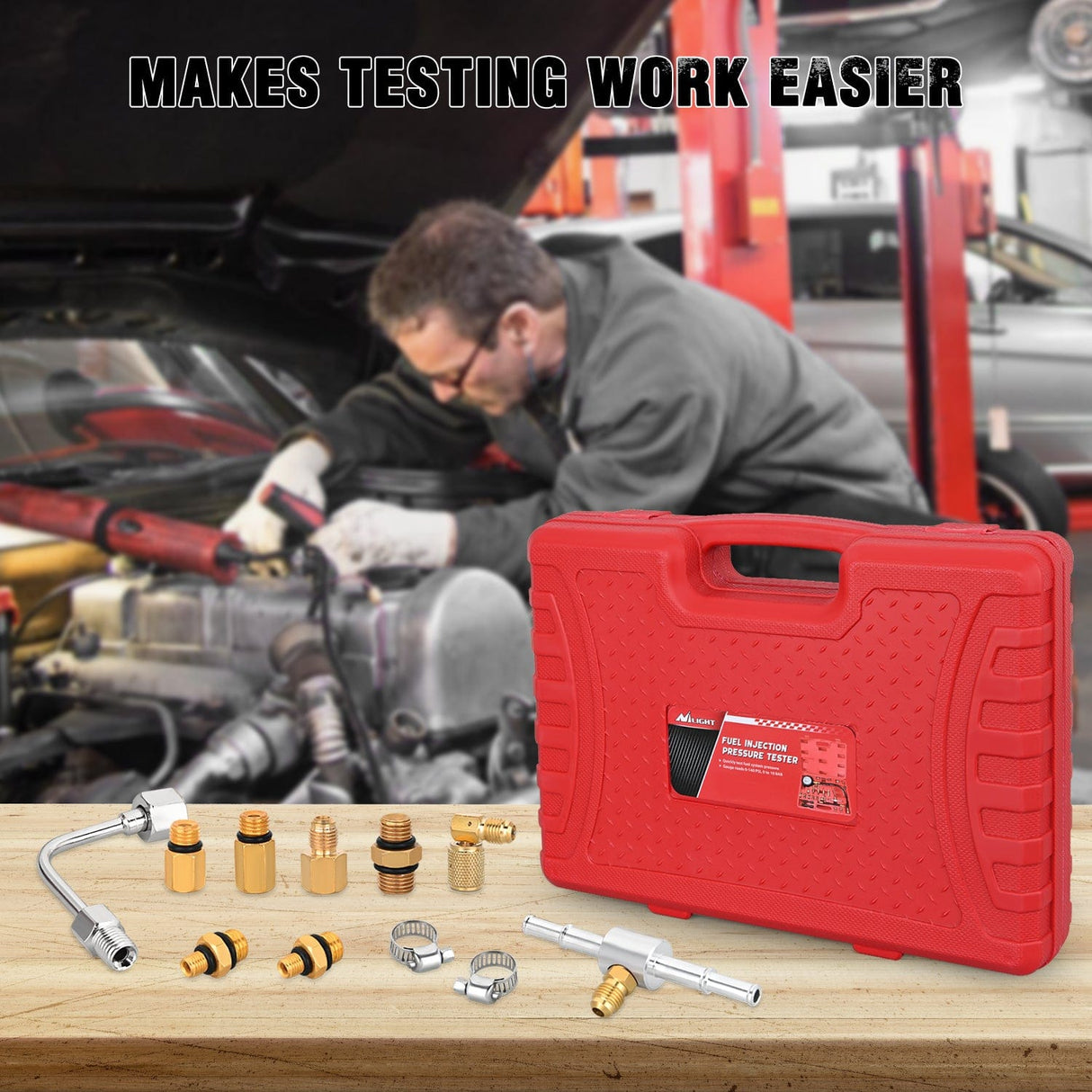 inflator 20pcs 0-100 PSI Fuel Injection Pump Pressure Gauge Petrol Engine Diagnostic Tester Kit