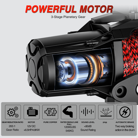 winch hook 12000 lb ATV/UTV Electric Winch Kit With Synthetic Rope 3-IN-1 Smart Remote