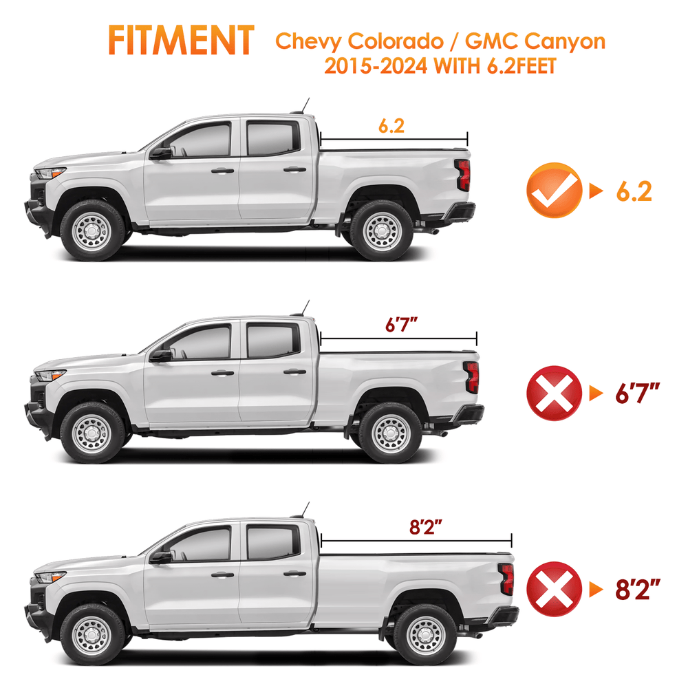 Trunk Bed Cover 6.2ft Soft Roll Up Truck Bed Cover for Chevy Colorado / GMC Canyon 2015 2016 2017 2018 2019 2020 2021 2022 2023 2024