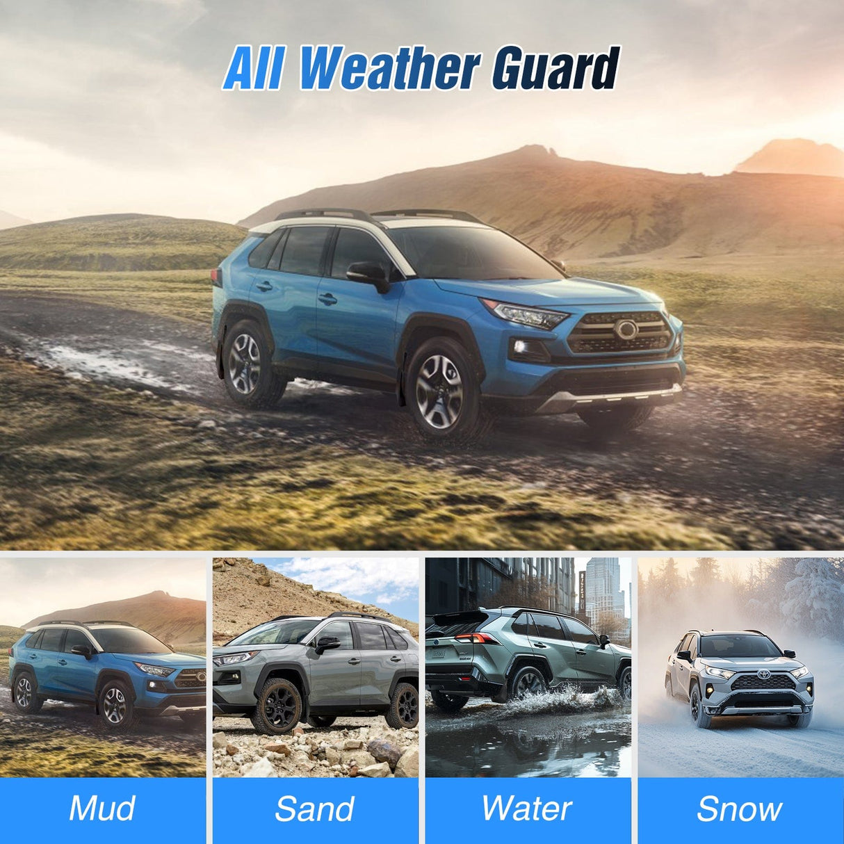 Fender Front & Rear Set Mud Flaps for Toyota RAV4 2019 2020 2021 2022 2023 2024 2025