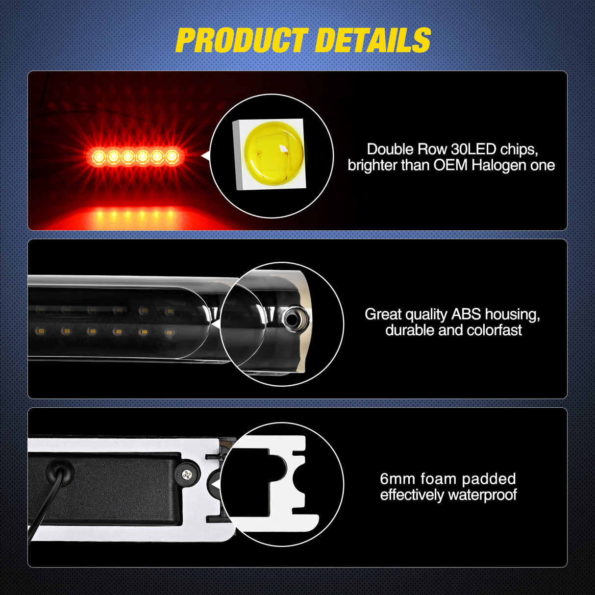 Third Brake Light Tail High Mount 3rd Stop Cargo Reverse Lights Smoked Lens Compatible with Ford F150 1997 1998 1999 2000 2001 2002 2003 F-150 Heritage 2004 Pickup Truck Rear Cab Lamp